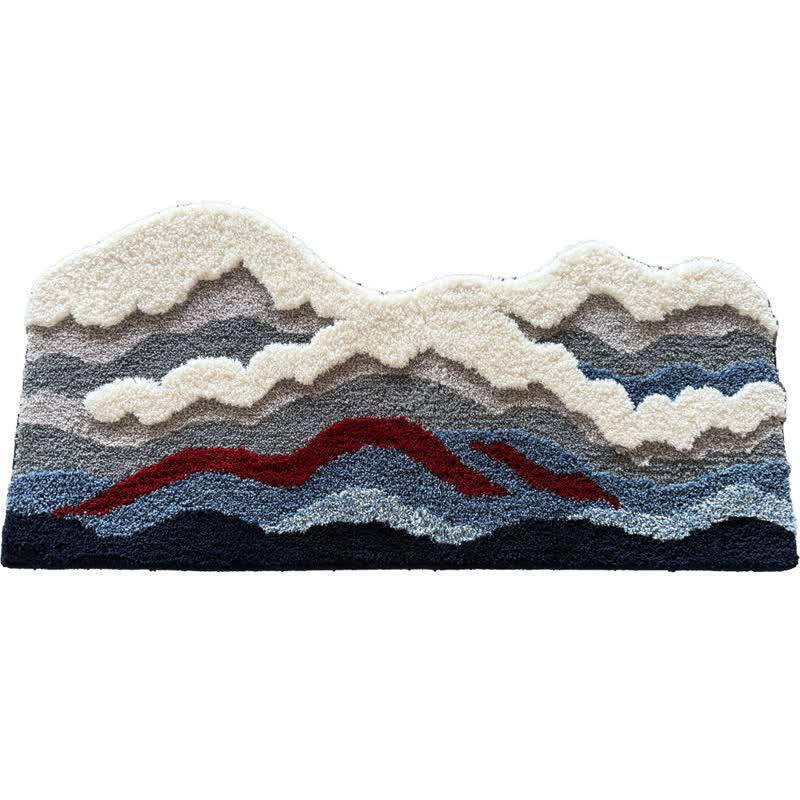 Abstract Wave Shaped Flocked Area Rug | Soft Non-Slip Polyester Floor Carpet | Modern Artistic Living Room Bedroom Rug 2. Optimized Descr