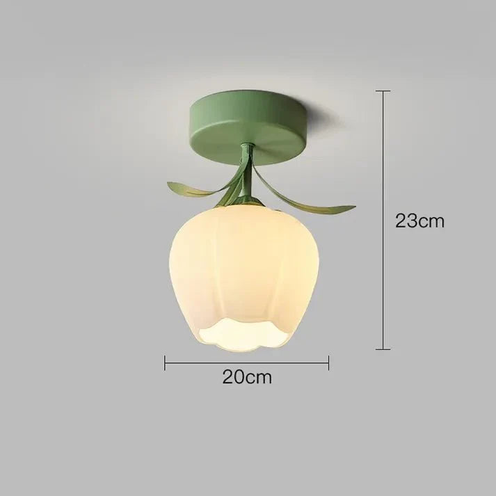 Simple Tiffany Ceiling Lamp with Mini Flowers