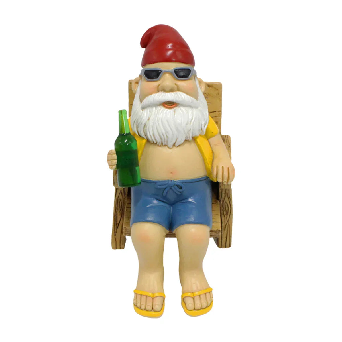 Tuin Kabouter Zonnebadende Beeldje met Ligstoel voor Tuin & Terras | Weerbestendige Hars Tuin Decoratie | Zomer Buiten Ornament