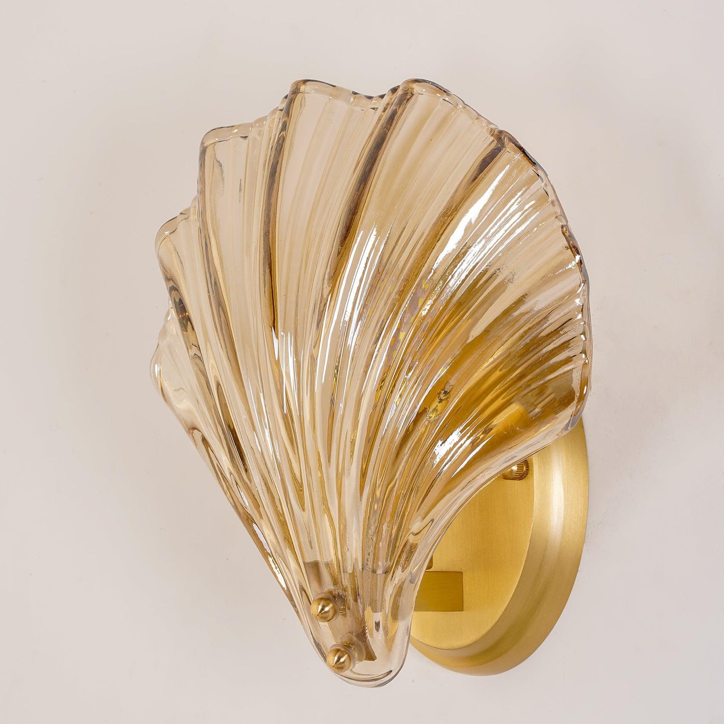 Coastal Shell Wall Light for Bedroom & Living Room | Brass Glass Nautical Wall Lamp | E14 LED or Edison Bulb | 20cm