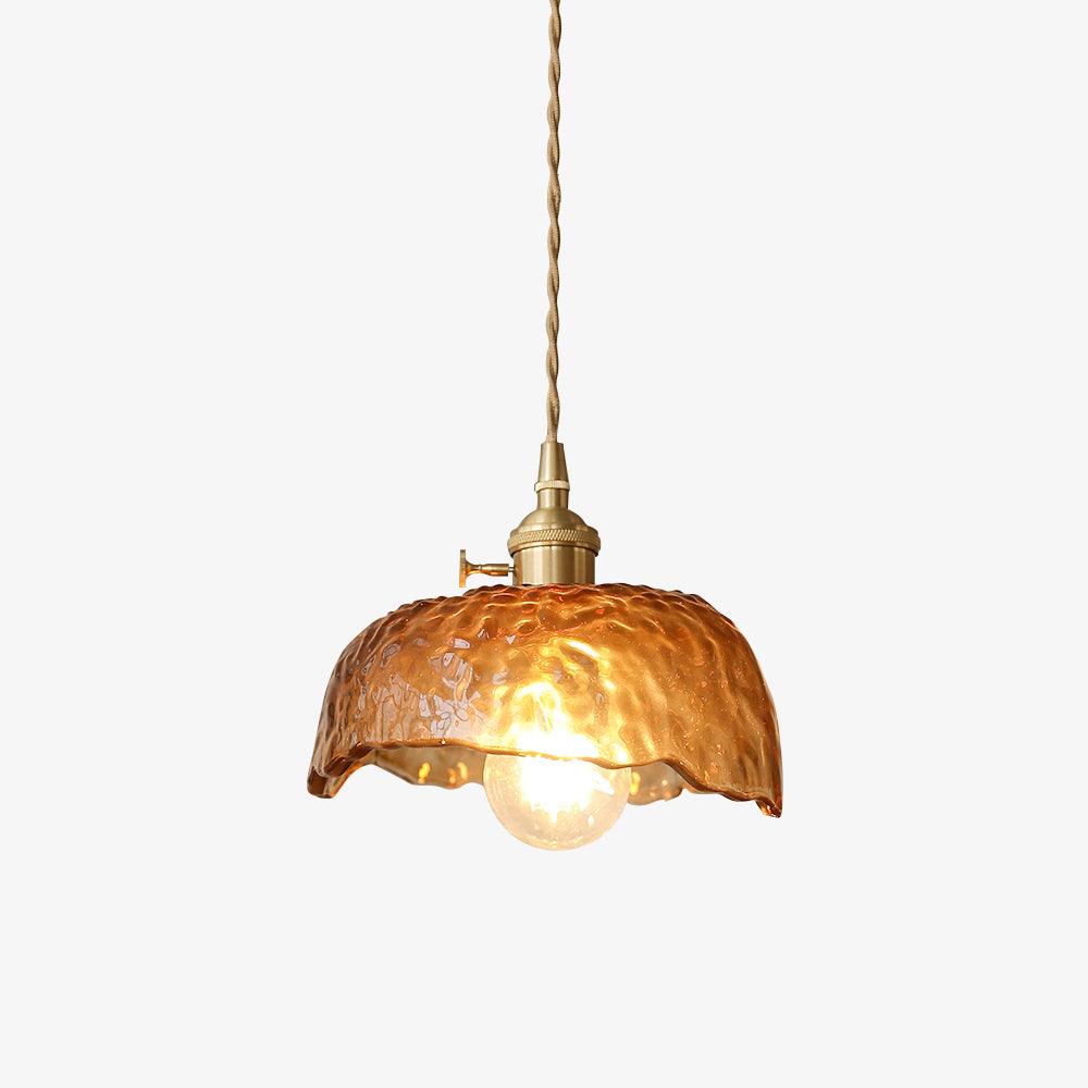Vintage Brown Glass Pendant Light | Brass & Metal Hanging Lamp | E26/E27 LED Compatible | Warm Ambient Ceiling Lighting