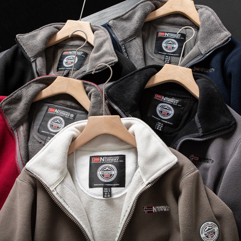 Men's Outdoor Jacket | Full Zip | High Collar | Slim Fit