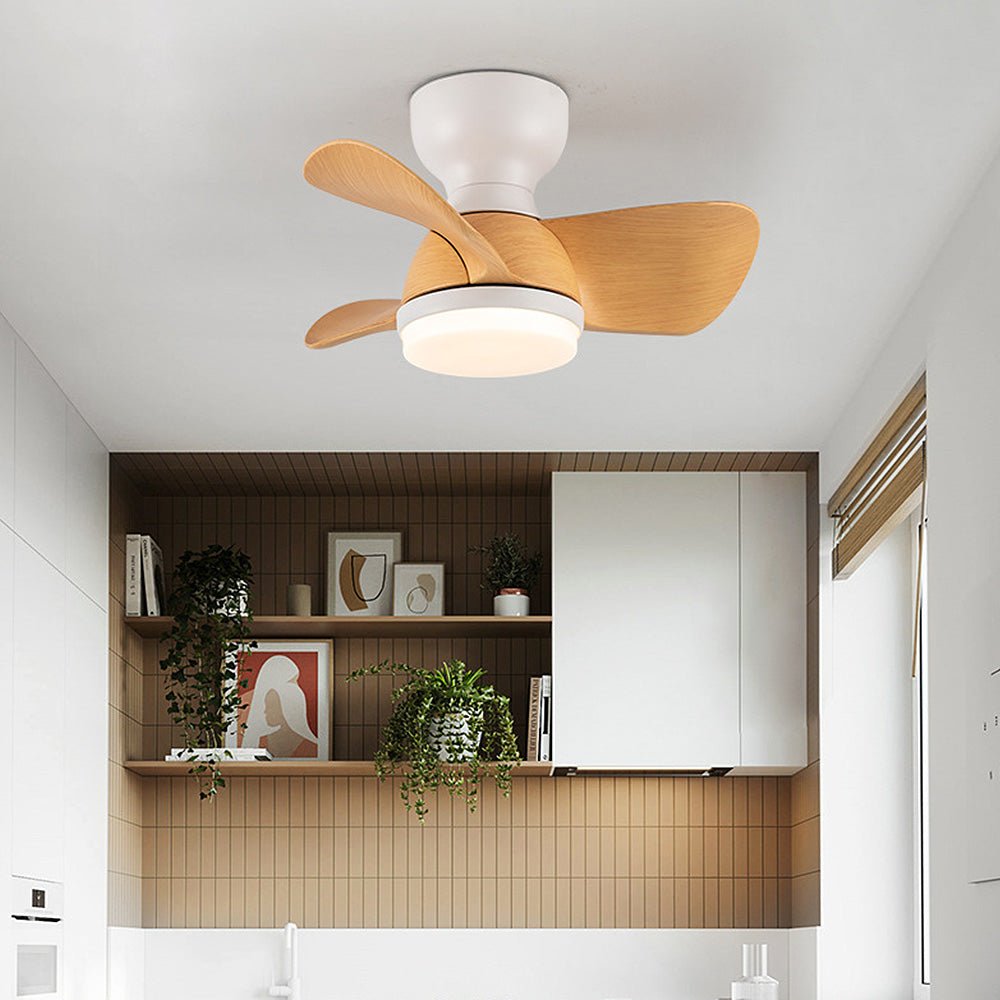Ceiling Fan with LED Light for Bedroom | Modern Wooden Style Fan Light | 3 Color Temperature | Remote Control | 22" (54cm)