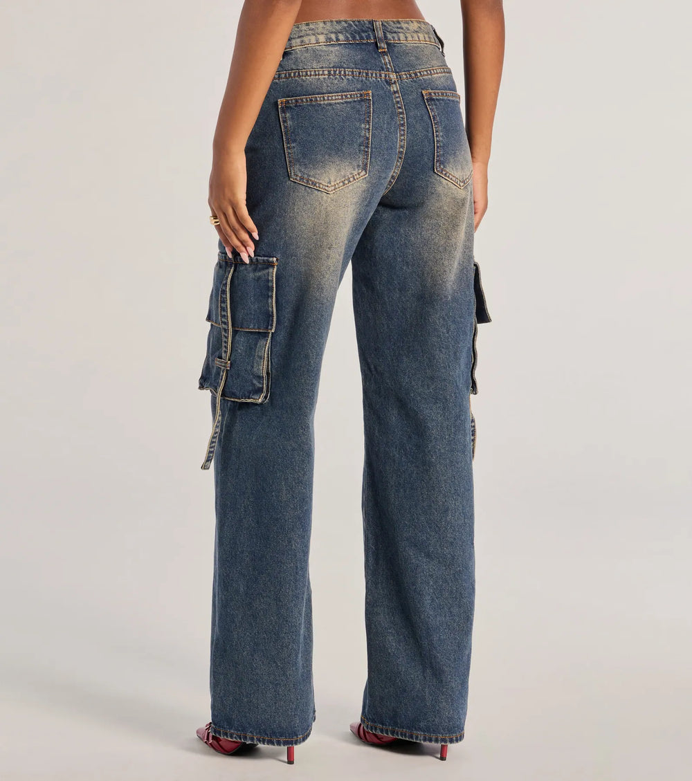 Trendsetter High Waist Wide Leg Cargo Jeans