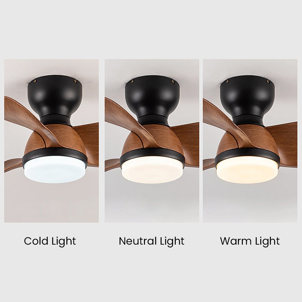 Ceiling Fan with LED Light for Bedroom | Modern Wooden Style Fan Light | 3 Color Temperature | Remote Control | 22" (54cm)