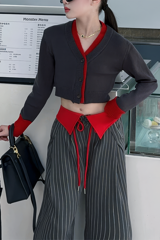 Libby - Chic Patchwork Pattern Women's Long Sleeve Shirt