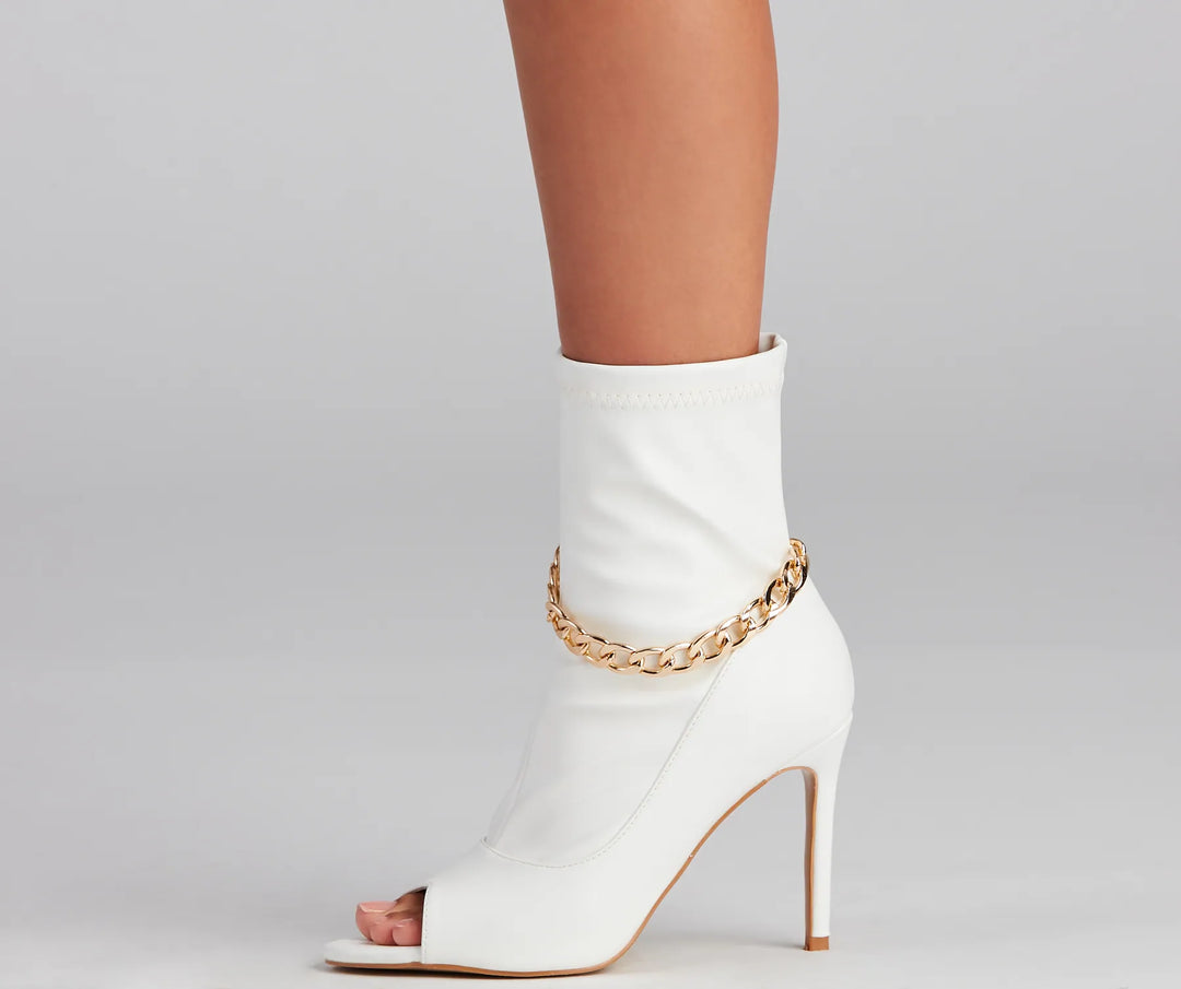Fab Chain-link Faux Leather Ankle Boots