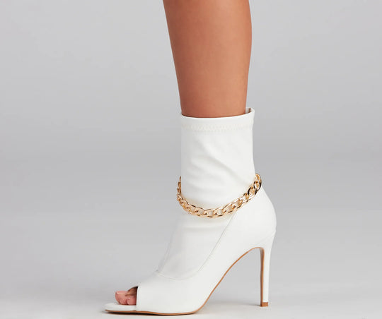 Fab Chain-link Faux Leather Ankle Boots
