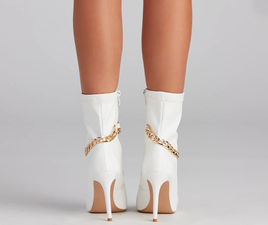 Fab Chain-link Faux Leather Ankle Boots