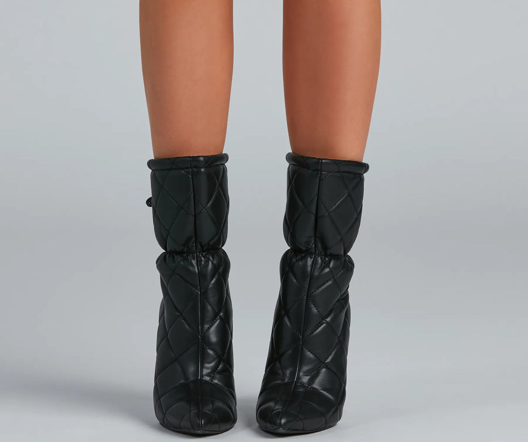 Quilted Beauty Scrunch Stiletto Booties