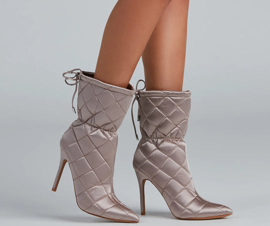 Quilted Beauty Scrunch Stiletto Booties