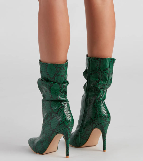 Deadly Appearance Faux Leather Snake Boots