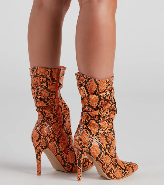 Deadly Appearance Faux Leather Snake Boots