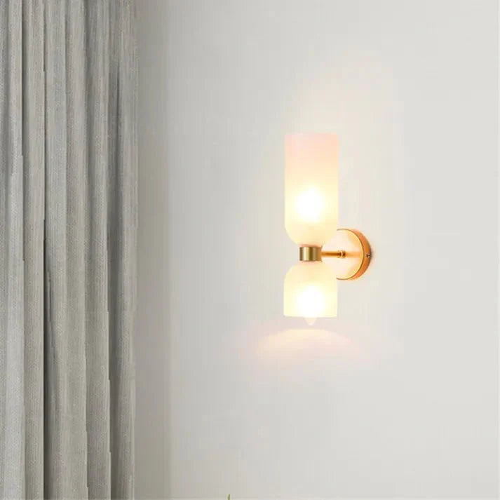 Double Head Glass Wall Lamp LED Sconce | E12 Bulb Base | Glass & Iron | Modern Indoor Lighting