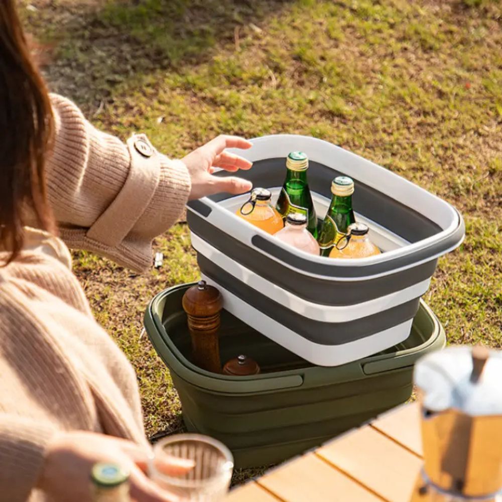 Foldable Camping Basket | Collapsible Self-Standing Plastic Container | Waterproof & Durable | Multi-Purpose Indoor Outdoor