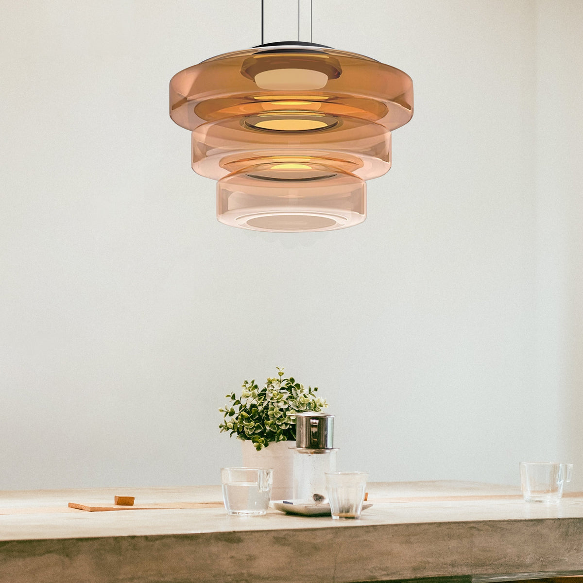 Glass Pendant Lamps in Bauhaus Style