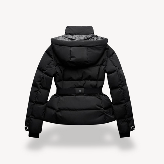 Women's Black Puffer Jacket | With Belt | Water-Repellent Winter Coat | Insulated Warmth