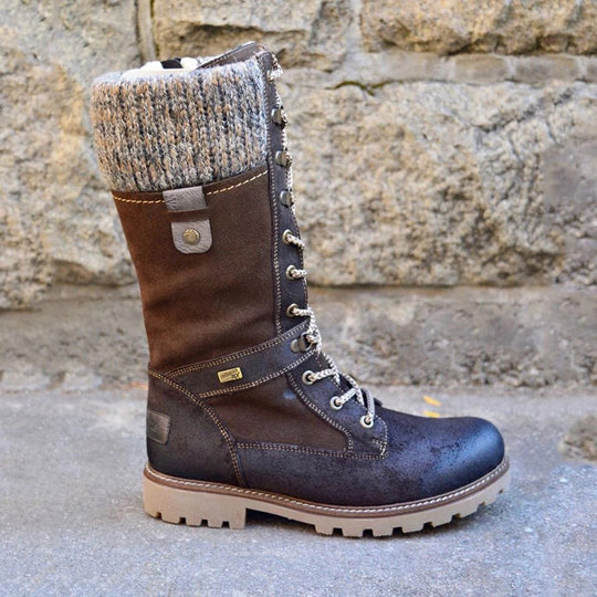 Non-slip winter boots with low heel