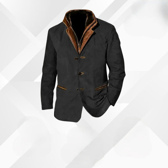 Men's Suit Jacket with Lapel and Two-Button Closure | Ideal for Autumn