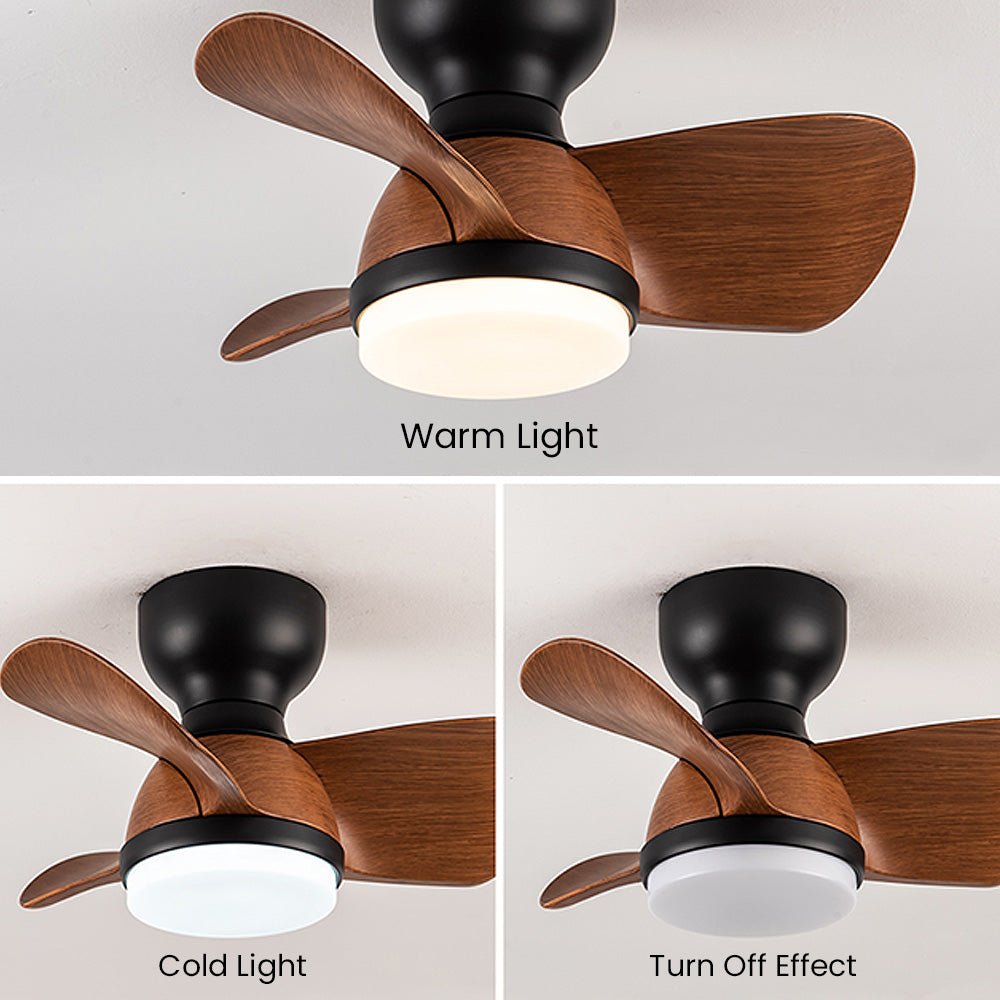 Ceiling Fan with LED Light for Bedroom | Modern Wooden Style Fan Light | 3 Color Temperature | Remote Control | 22" (54cm)