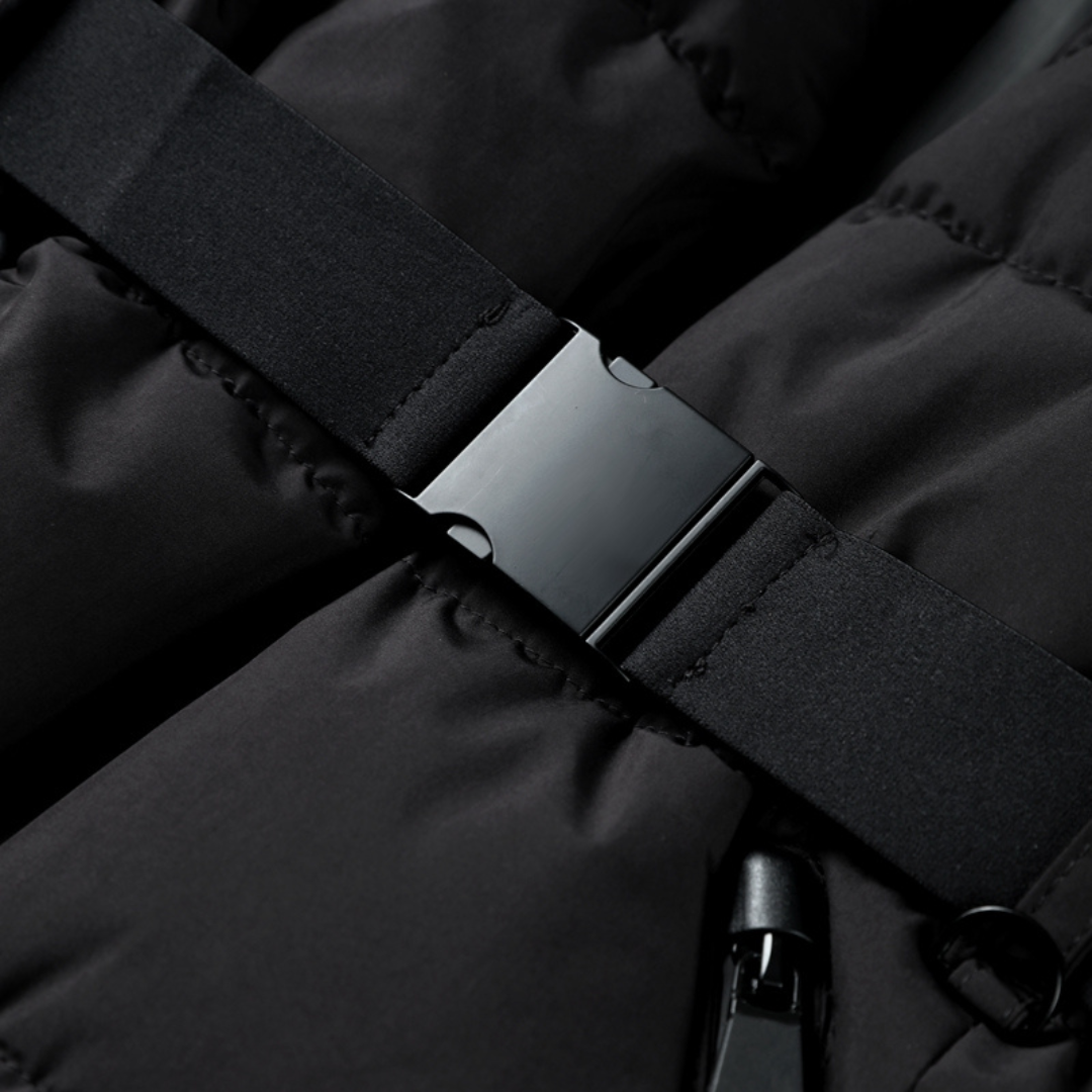 Women's Black Puffer Jacket | With Belt | Water-Repellent Winter Coat | Insulated Warmth