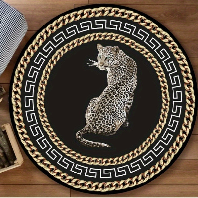 LunaWeave | Round Leopard-Design Rug | Luxurious Animal Print Rug – Stylish, Non-Slip & Easy to Care For