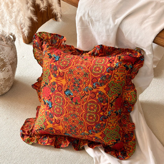 Marokkaanse Geometrische Rimpel Sierkussen | Boho Decoratieve Kussen met Kwasten | Zachte Polyester Buitenhoes | 45×45cm Sofa & Slaapkamer Accent