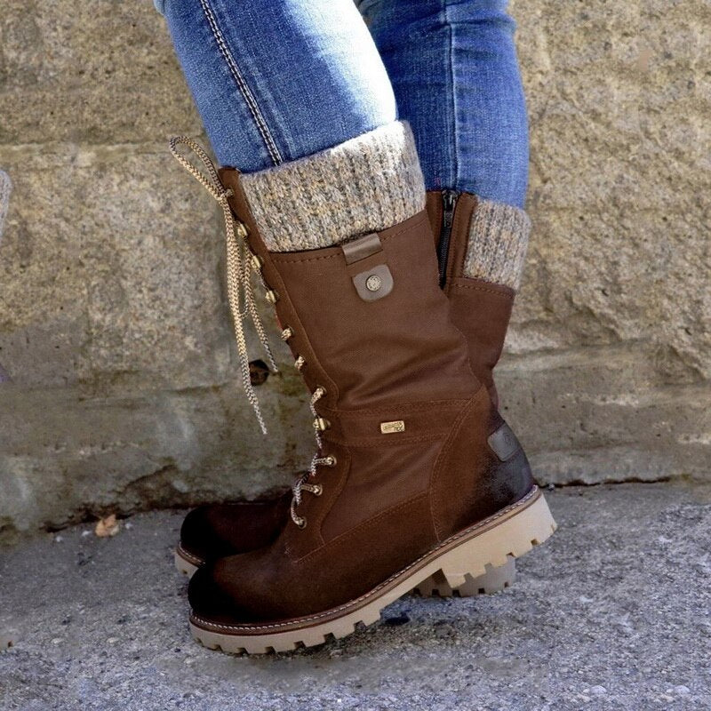 Non-slip winter boots with low heel