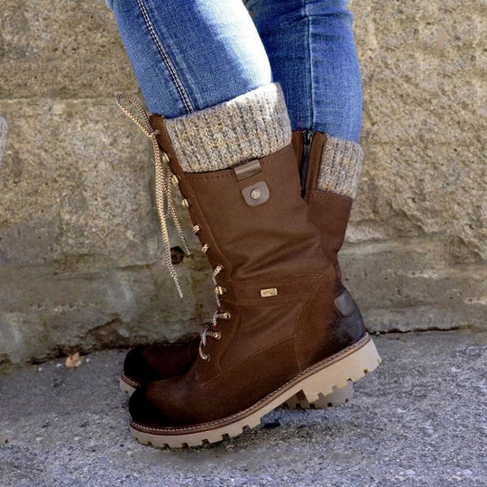 Non-slip winter boots with low heel