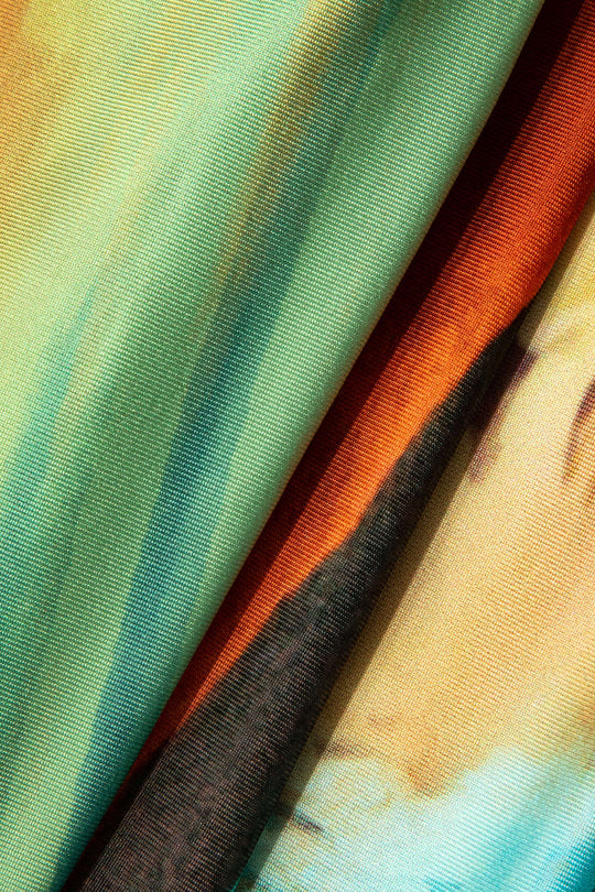 Abstract Print Halter Cowl Neck Split Mini Dress 