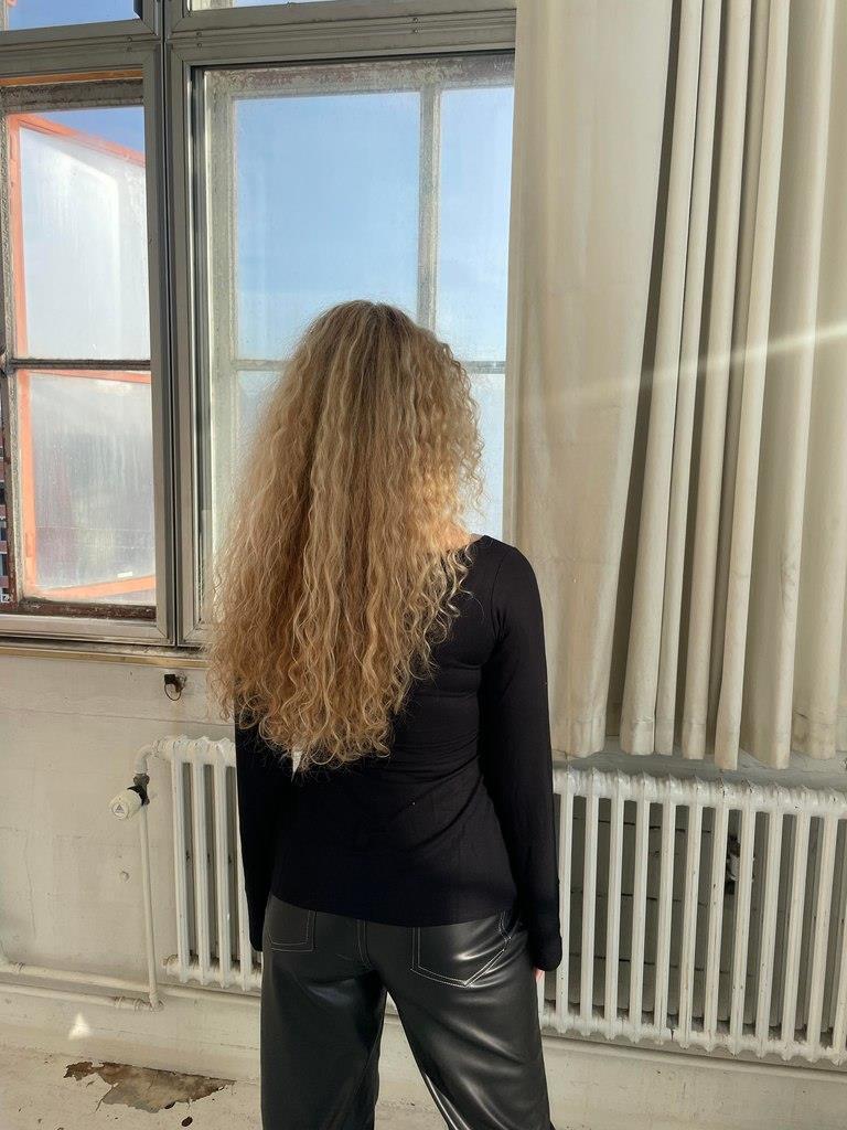 Isla – Black Blouse with Flared Sleeves