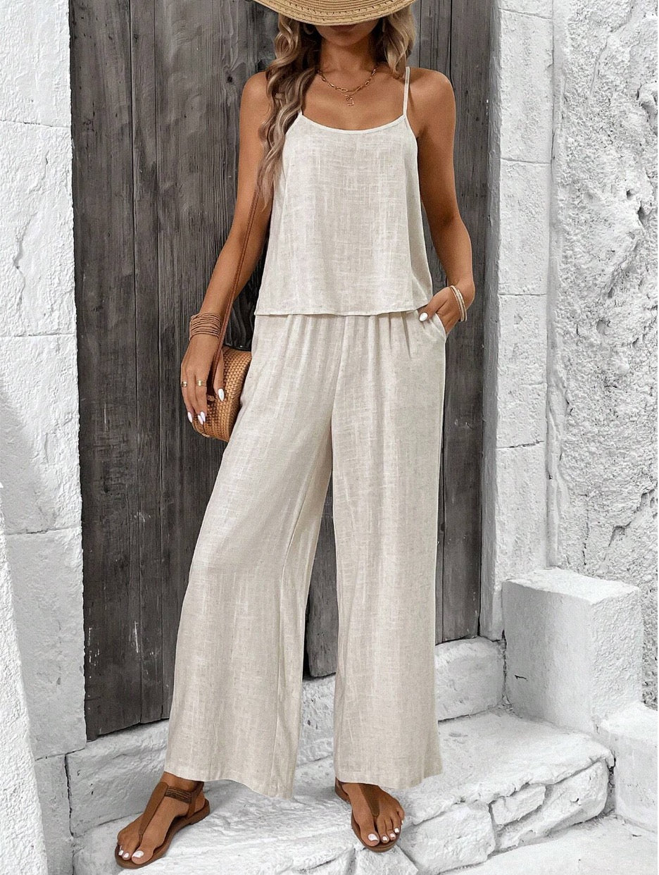 Fayenna - Plain Two-Piece Summer Set 