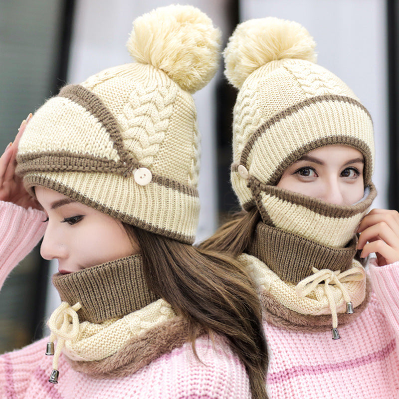 Women's Hat and Scarf Set with Removable Mask | Ideal for Winter