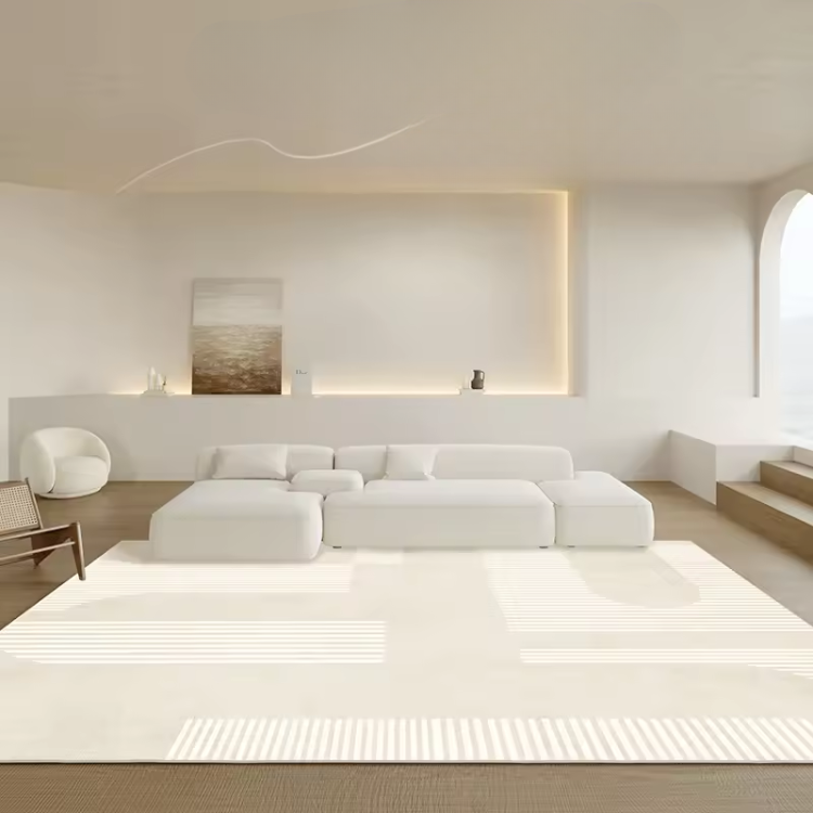 Vorenis Japanese Minimalist Area Rug | Fluffy Soft Non-Slip Carpet | Modern Bedroom & Living Room Floor Rug