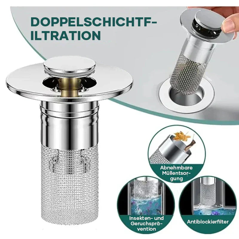 Drain strainer for shower and sink | Hair strainer made of stainless steel | StoppFix