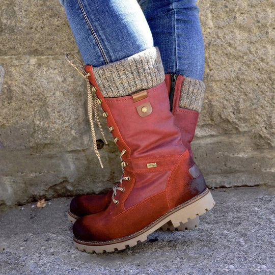 Non-slip winter boots with low heel