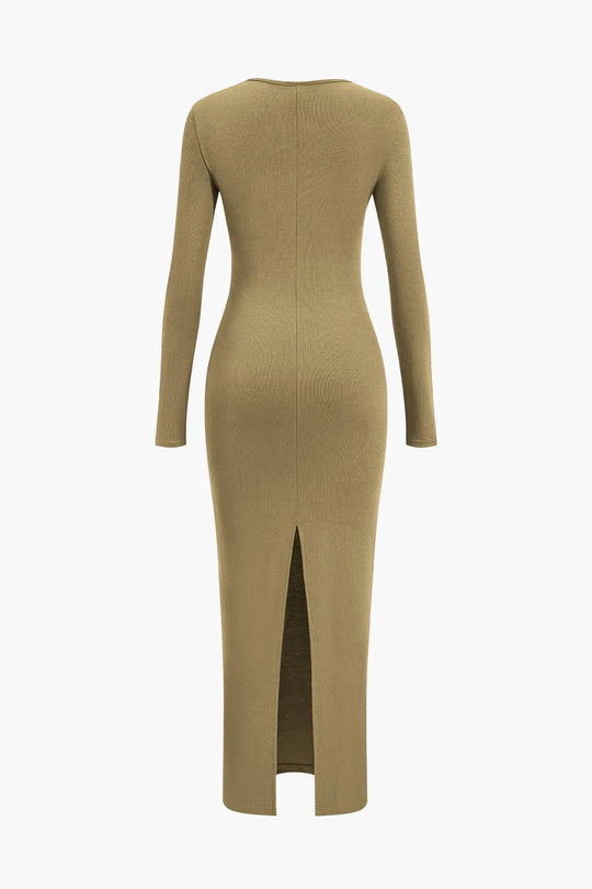 Brianna - Bold Neckline Split Women's Formal Maxi Dress