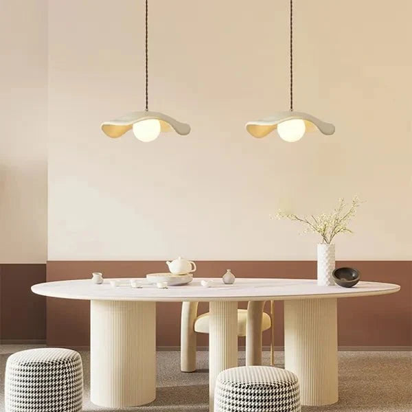 Wabi Sabi Lotus Leaf Pendant Lamp Organic Dining Design | G9 Bulb Base | Metal & Resin | Minimalist Ambient Lighting