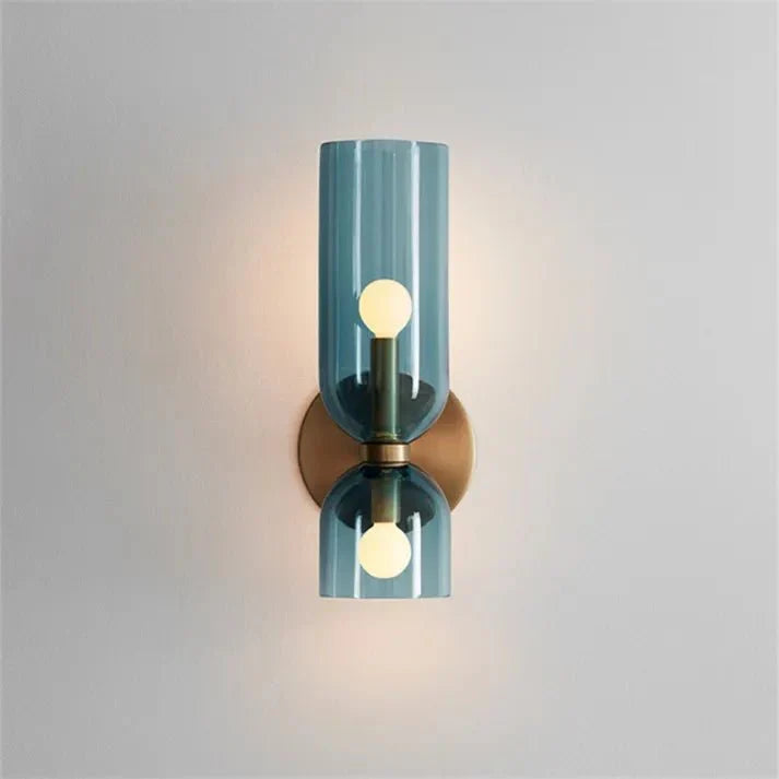 Double Head Glass Wall Lamp LED Sconce | E12 Bulb Base | Glass & Iron | Modern Indoor Lighting