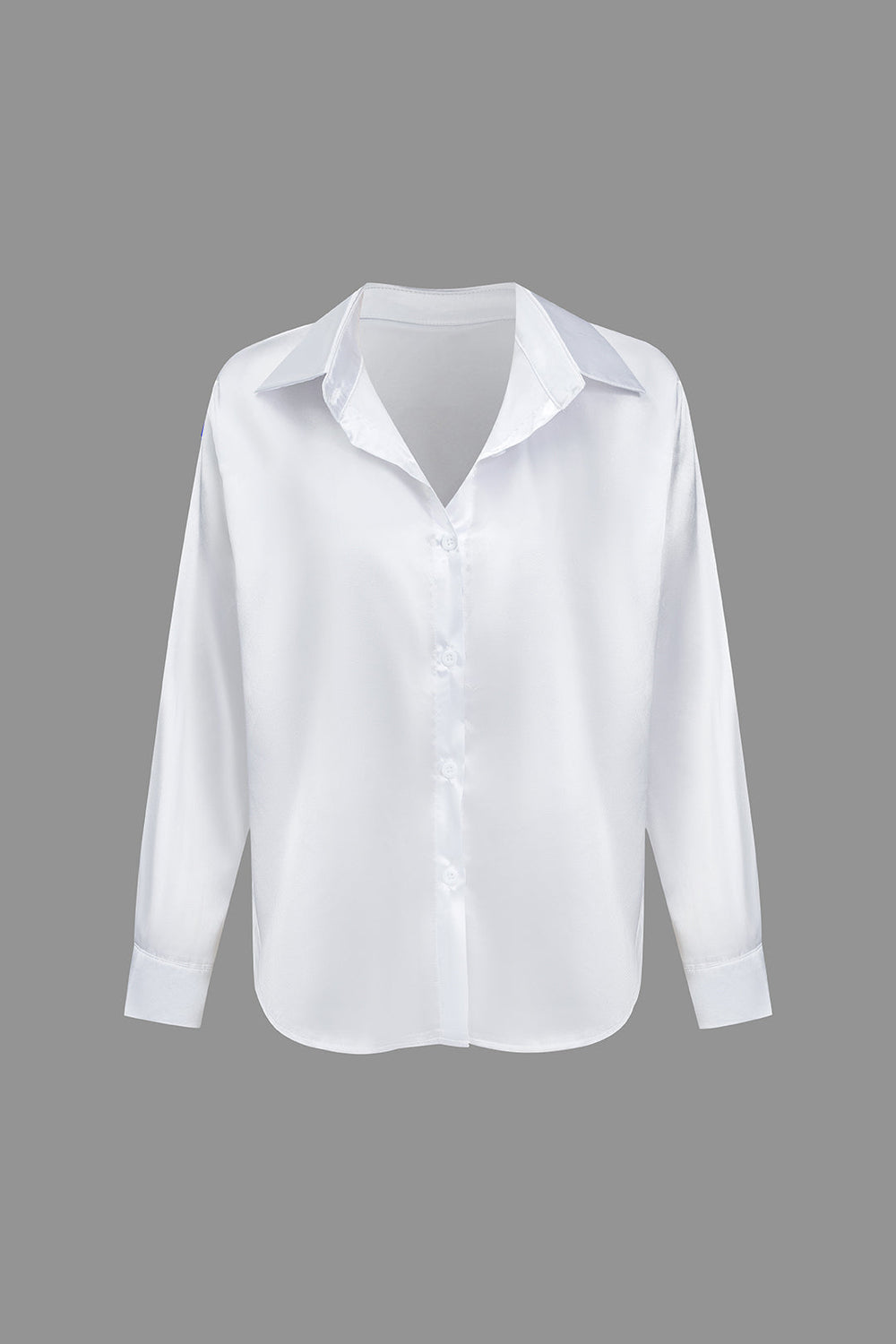 Lillian - Basic Plain Satin Women's Long Sleeve Shirt