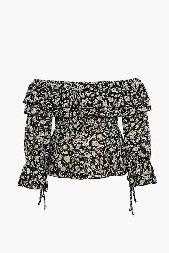 Sophia - Chic and Airy Chiffon Off Shoulder Peplum Top