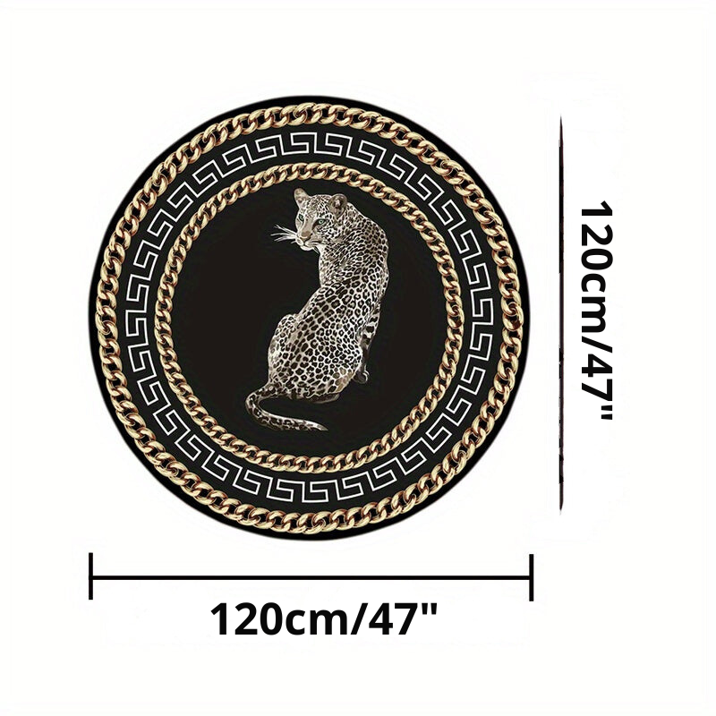 LunaWeave | Round Leopard-Design Rug | Luxurious Animal Print Rug – Stylish, Non-Slip & Easy to Care For