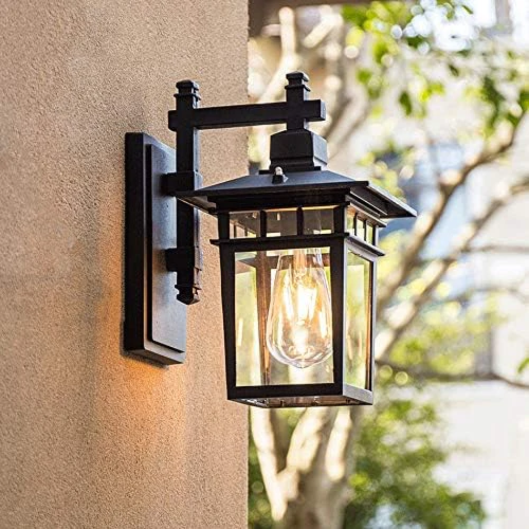 Fylo Black Outdoor Wall Lamp | Modern E27 Exterior Wall Light | IP44 Waterproof Garden Lighting
