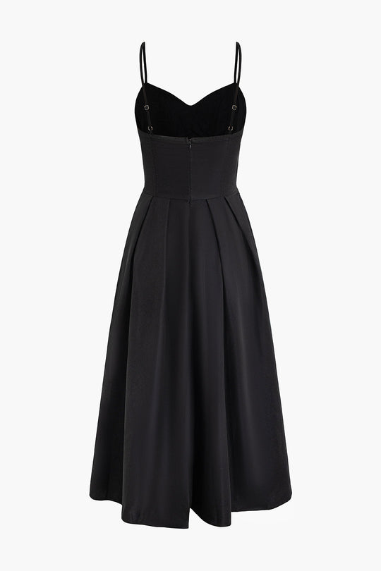 Basic Plain Corset Midi Dress 