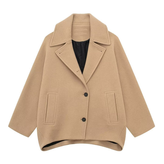 Women's Oversized Coat | Classic Lapel Collar | Wool Look | Winter Coat 