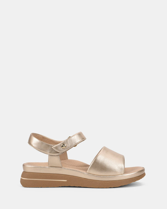 Dames | Sandaal | Kazumi Soft Gold | Zelfsluitende Band | Comfortabel | Casual Stijl