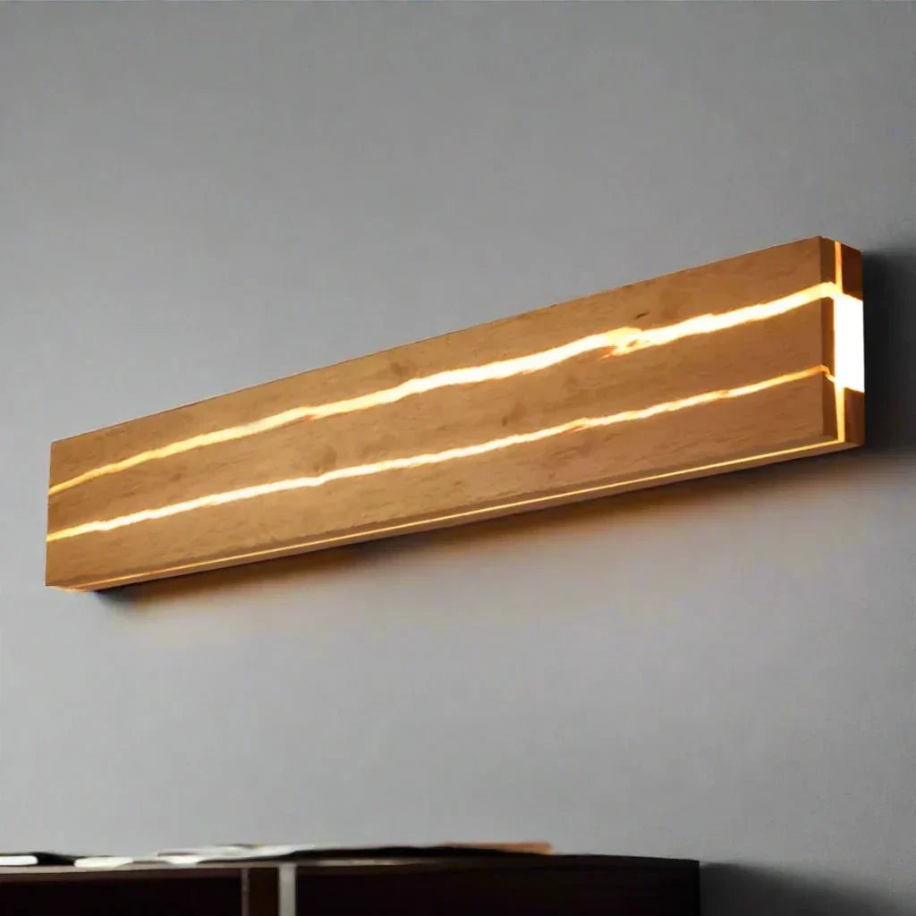 Modern Wooden Crack Wall Sconce LED | Natural Wood & Acrylic Wall Lamp | Ambient Indoor Lighting Ø30/50cm | Home Decor Wall Light