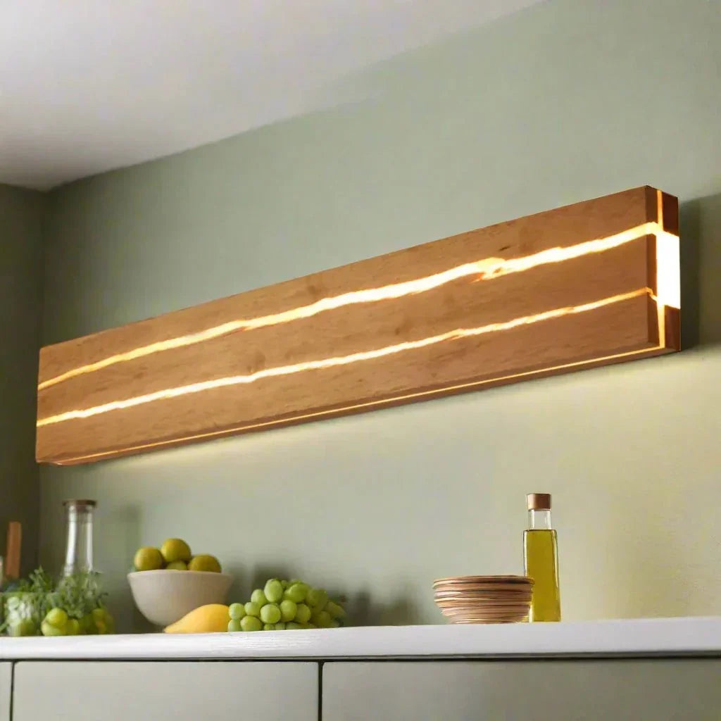 Modern Wooden Crack Wall Sconce LED | Natural Wood & Acrylic Wall Lamp | Ambient Indoor Lighting Ø30/50cm | Home Decor Wall Light