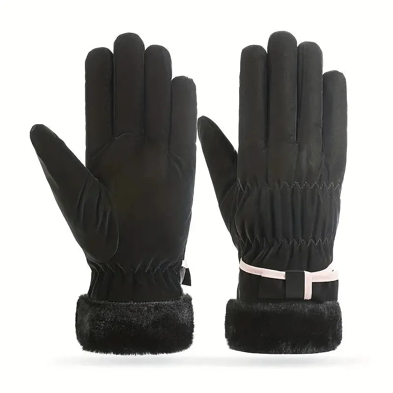 Women's Winter Gloves with Bow and Touchscreen Function | Ideal for Outdoor Sports