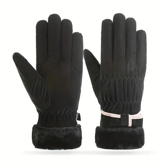 Women's Winter Gloves with Bow and Touchscreen Function | Ideal for Outdoor Sports